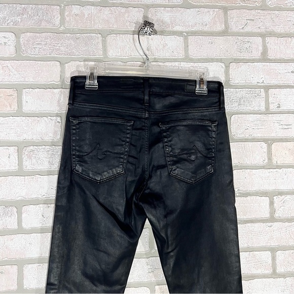 Ag NWOT Farrah High Rise Skinny Ankle Leatherette Jeans in Super Black Size 27 - Picture 10 of 11